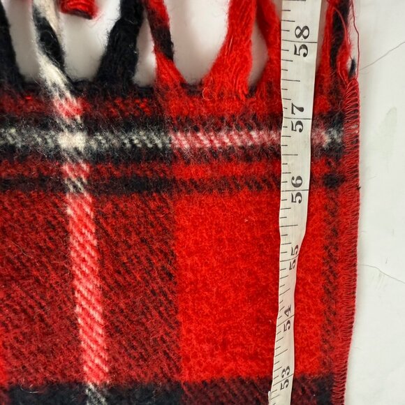 Classic Red Black Plaid Scarf Winter Classic VTG Fringe Unisex Adults Hygroton - Picture 7 of 9